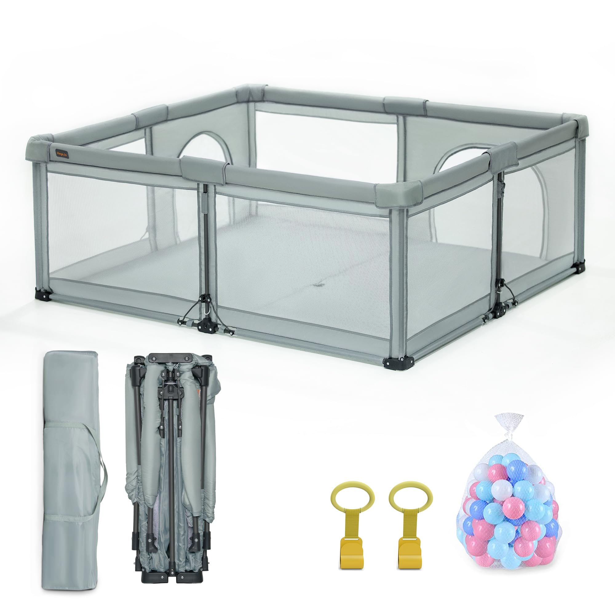 Heyo.Ja Parc pliable pour bébé, pop-up, portable, avec filet, montage et pliage rapides, grille de sécurité pour l'intérieur et l'extérieur, 127 x 127 x 67 cm