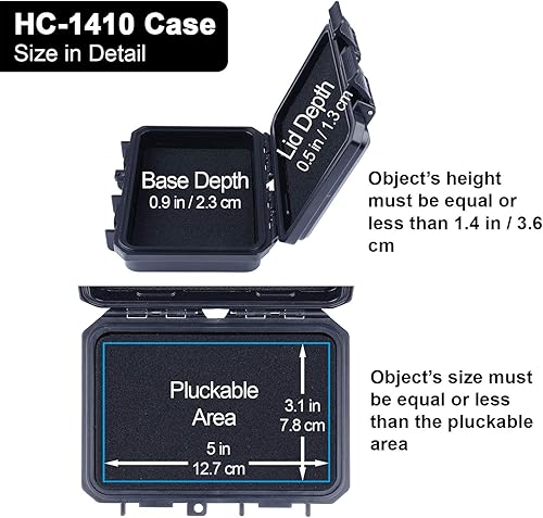 Miniatura 3 de Lykus HC-1410 Mini caja rígida seca con inserto de espuma, tamaño interior 5.51 x 3.54 x 1.46 pulgadas, IP66 a prueba de salpicaduras, adecuada para