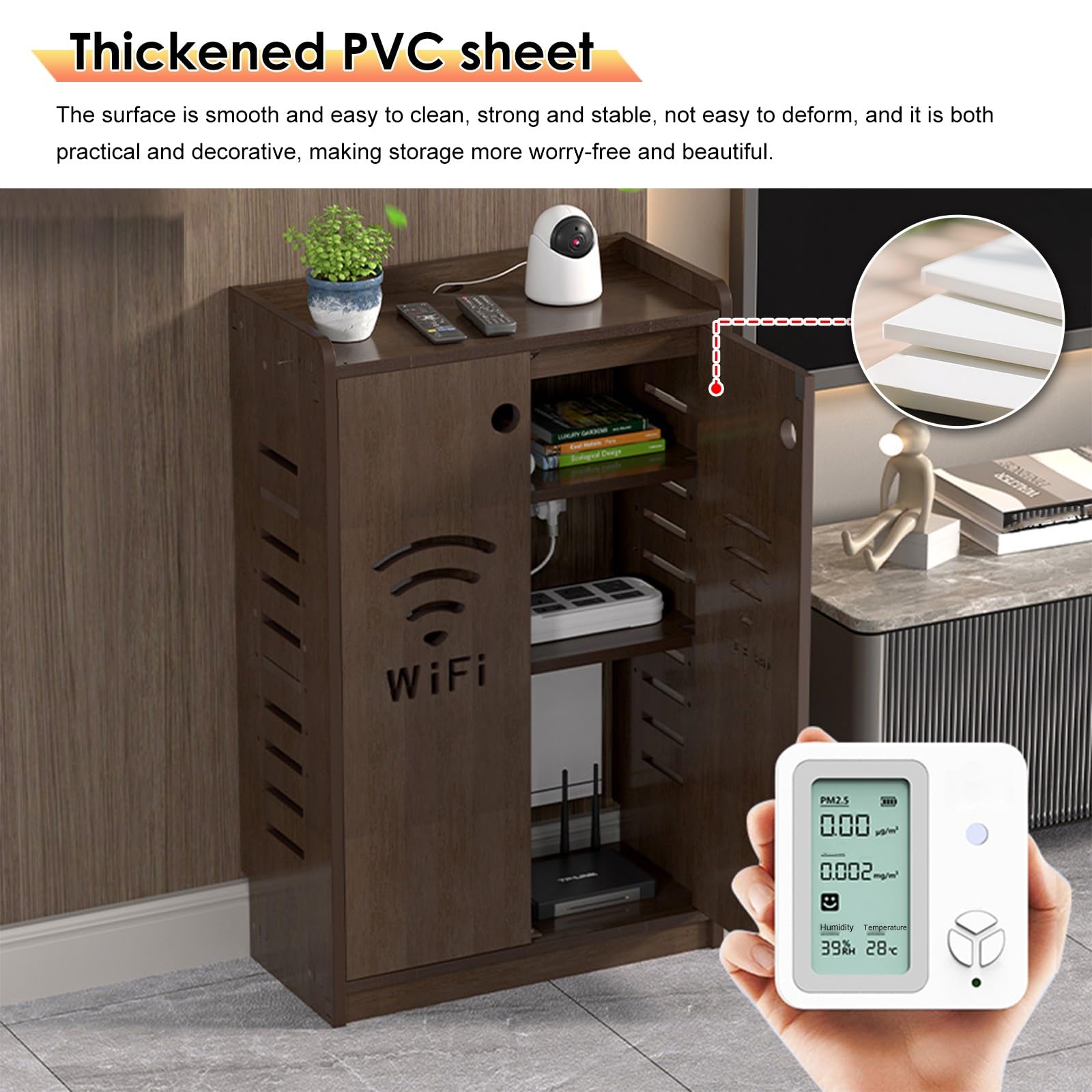Mobiletto Portaoggetti Per Router WiFi, Modem Da Pavimento, Multifunzionale Organizer La Gestione Dei Cavi,Immagazzinaggio Nascondi,elevata Capacità Di Carico, Soggiorno E Ufficio