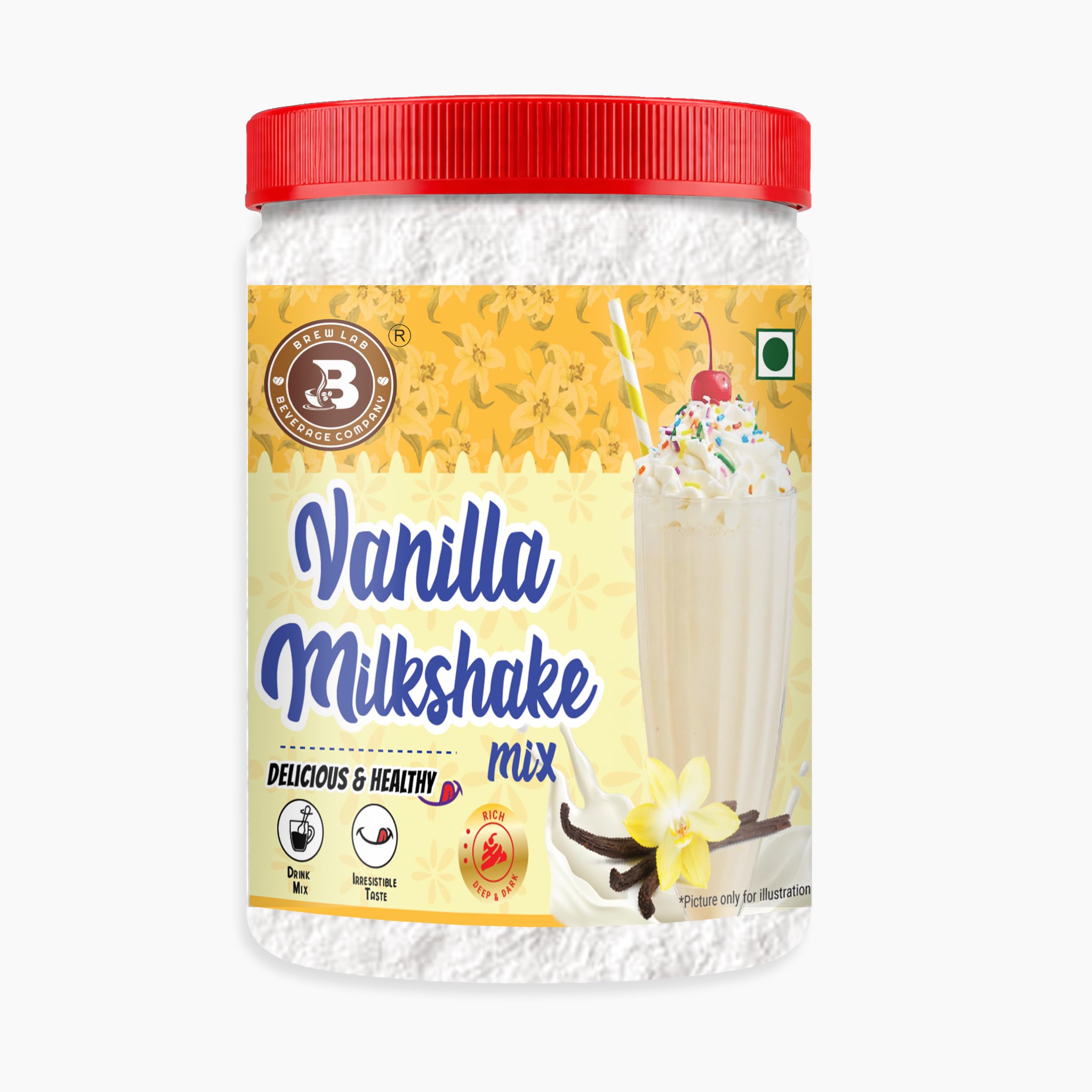 Brew Lab Vanilla Milkshake Mix Powder | Instant Thick & Creamy Vanilla Shake | Ready to Mix with Milk | No Added Preservatives or Colours | Rich Dessert Drink | 100g-image-15