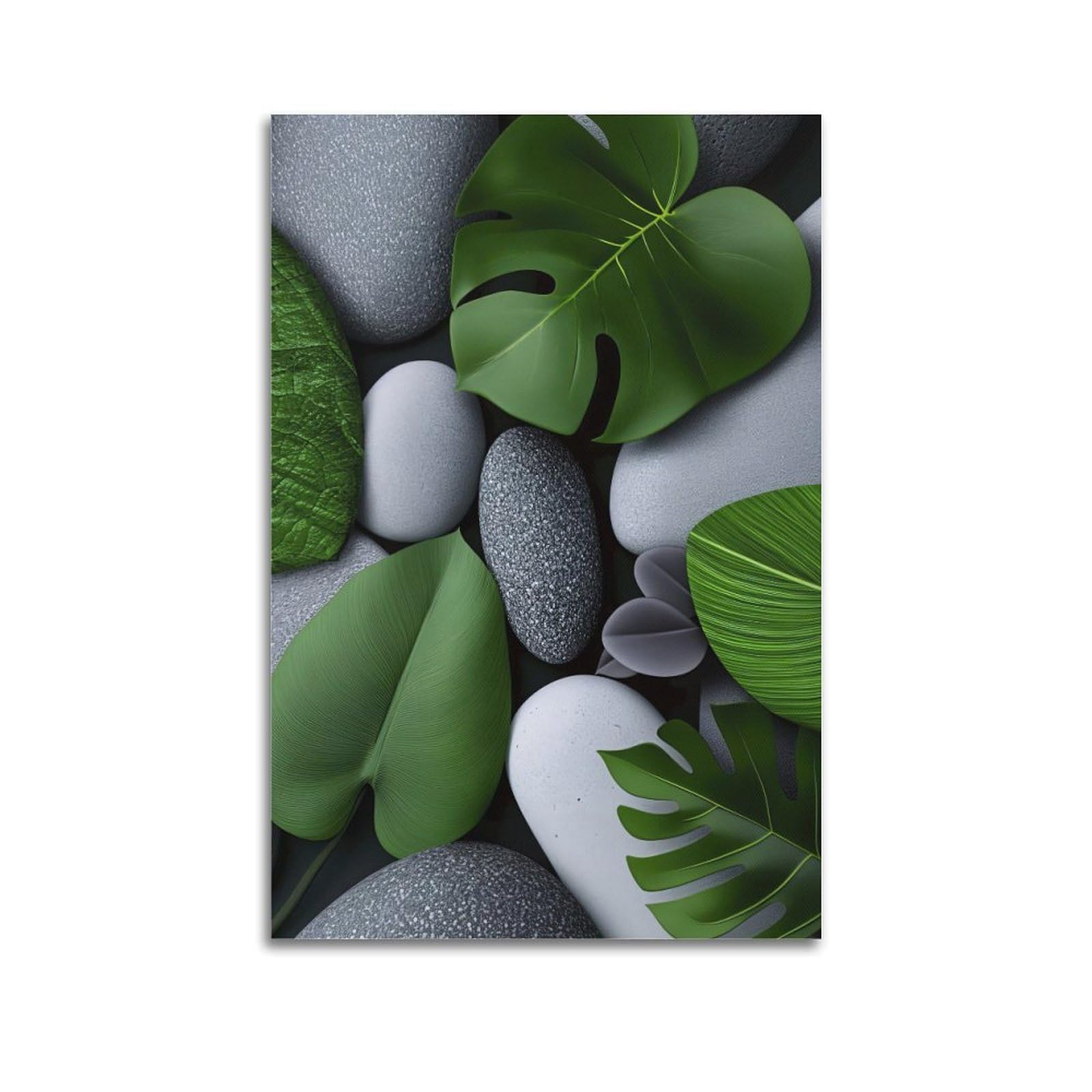 CPGLJD Zen Stones Poster Yoga Meditation Tranquil Stone Greenery Poster Decorative Painting Canvas Wall Posters And Art Picture Print Modern Family Bedroom Decor Posters 20x30inch(50x75cm)