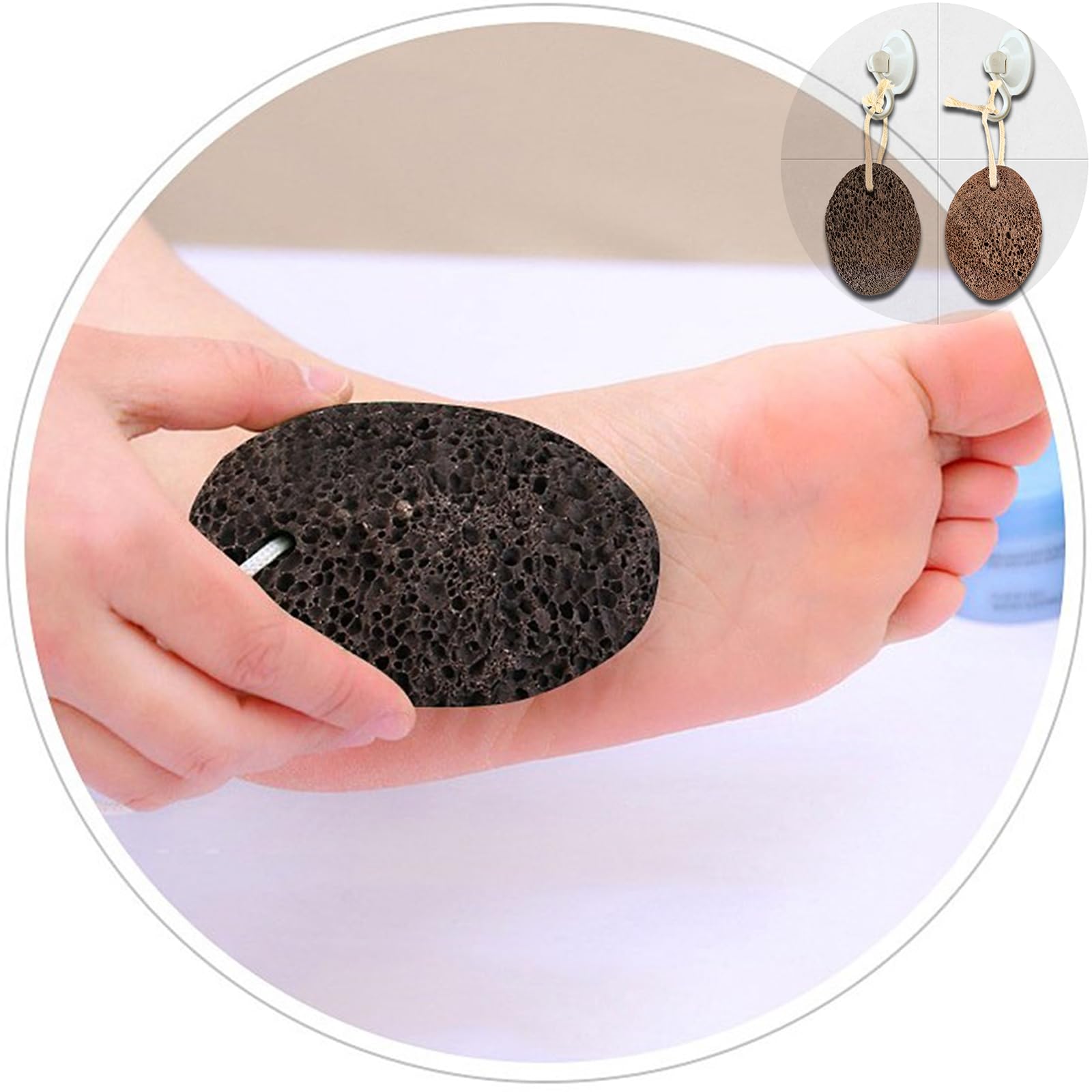 PHOGARY Piedra pómez natural para pies, 1 pieza herramientas de pedicura de lava, removedor de callos de piel dura para pies y manos, exfoliación natural para eliminar la piel muerta(Negro)