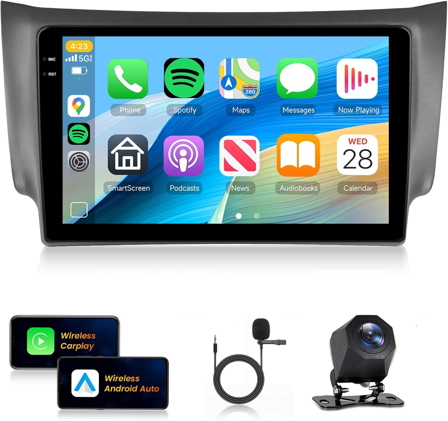 [4G+64G] Car Stereo for Nissan Sentra 2013-2017 with 5GWiFi/Android 15/Wireless Carplay Android Auto,10.1" Incell Touch Screen Radio,GPS/EQ DSP/Bluetooth5.0/SWC/AHD Backup Camera