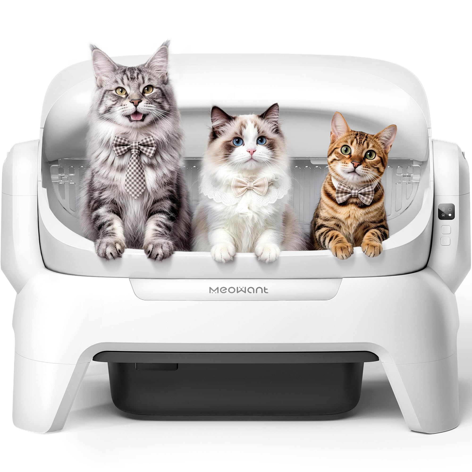 Meowant Extra Large Automatic Litter Box, Self Cleaning Cat Litter Box for Multiple Cats, Open Top Design with APP Control, Infrared Scanning and Anti-Pinch, 12L Waste Bin, Odor Free, XXXL Space