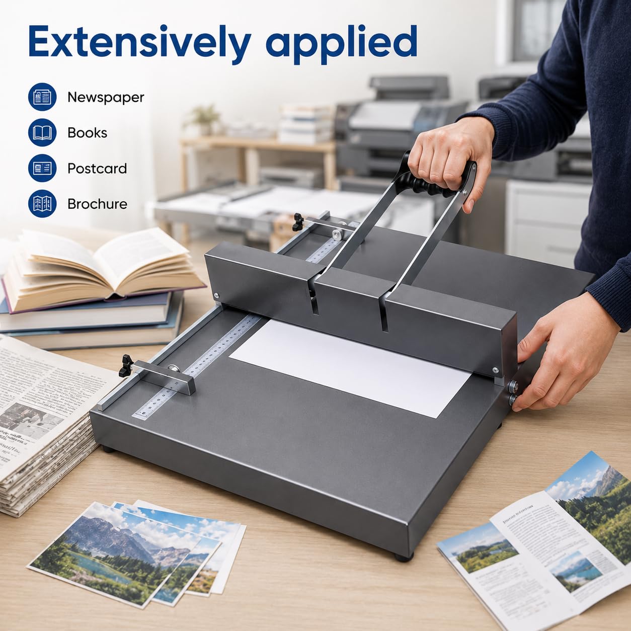 Piegacarte manuale da 350 mm con guida magnetica e manico ergonomico | Strumento di punteggio interamente in metallo per biglietti A4 e A3, rilegatura, inviti, menu e altri lavori con la carta.