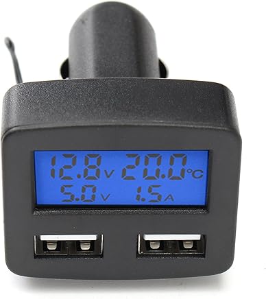 AAlamor 12V 24V Universal Dual USB Interface Cargador De Coche con Volt?metro Amper?metro Term?metro LCD Display AAlamor 12V 24V Universal Dual USB Interface Cargador De Coche con Volt?metro Amper?metro Term?metro LCD Display