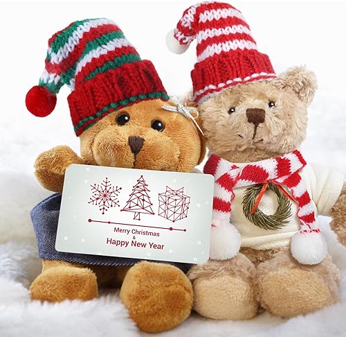 Miniatura 10 de Juego de 8 piezas de gorro y bufanda de punto de Navidad para decoración de muñecas y manualidades