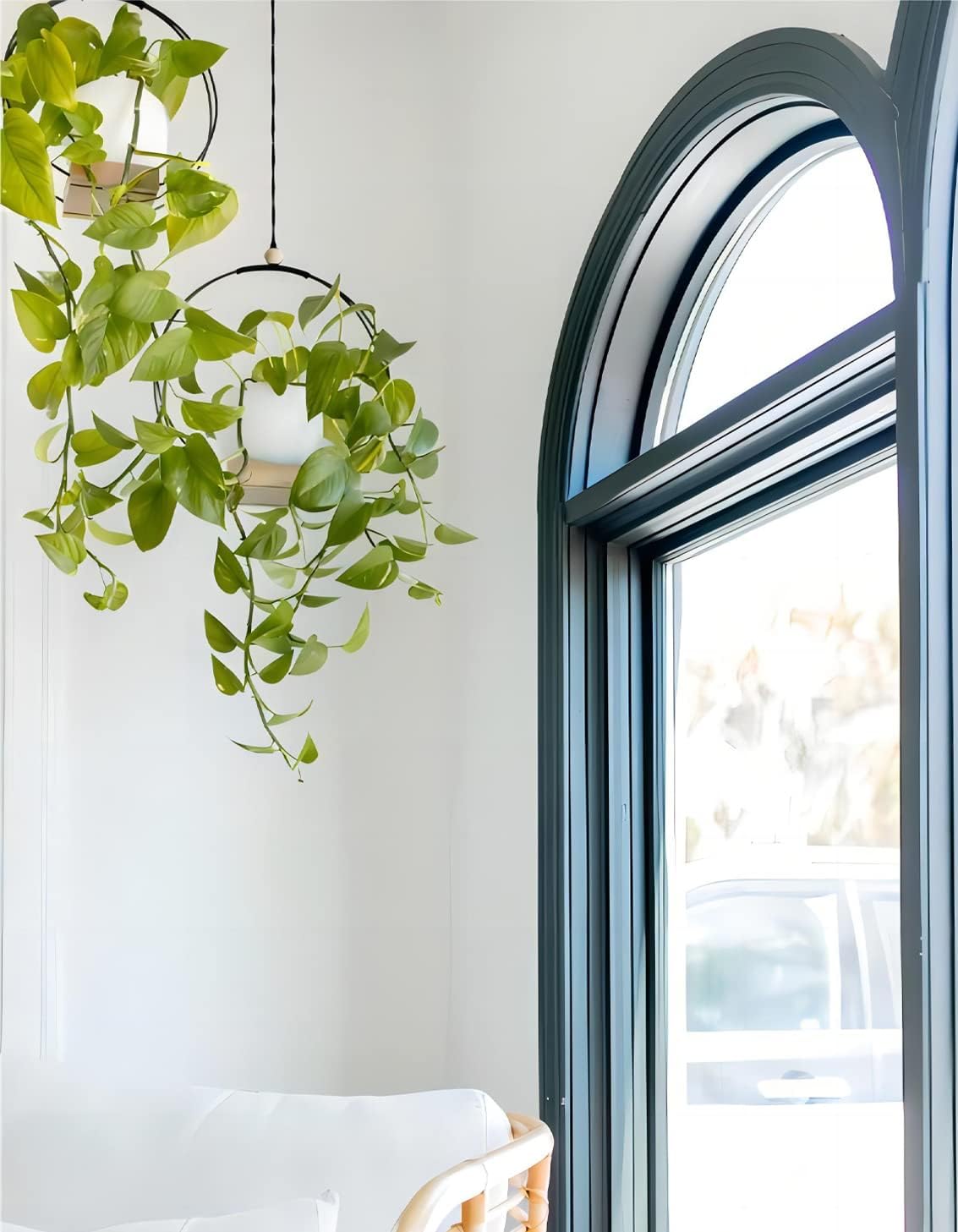 Plant Hanger with Wood Base - Boho Macrame Hanging Plant Holder for Indoor Plants Hanging Planter for Wall /Window/Room Decor Black (Pot & Plant Not Included) Black 1 PACK