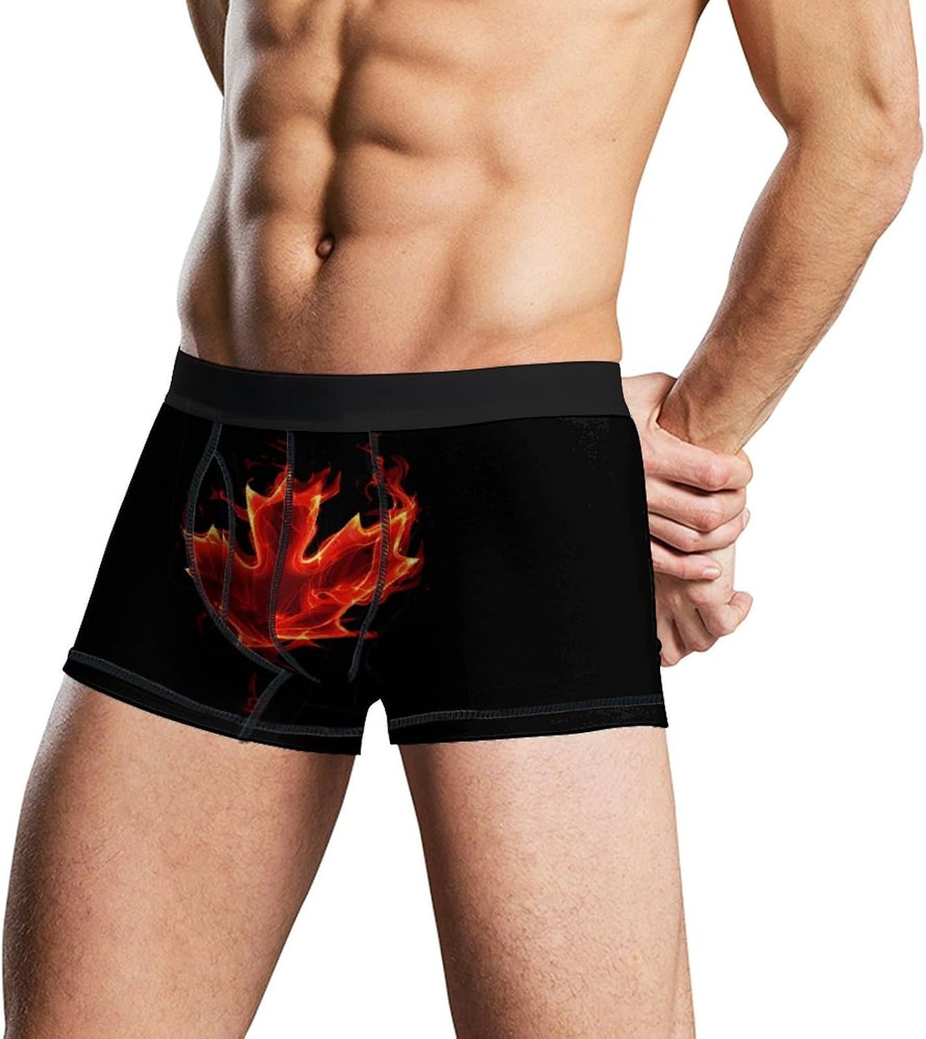 Canada Flag Maple Flame Novelty Men's Trunks Soft Breathable Underwear Patterned Stretch Briefs