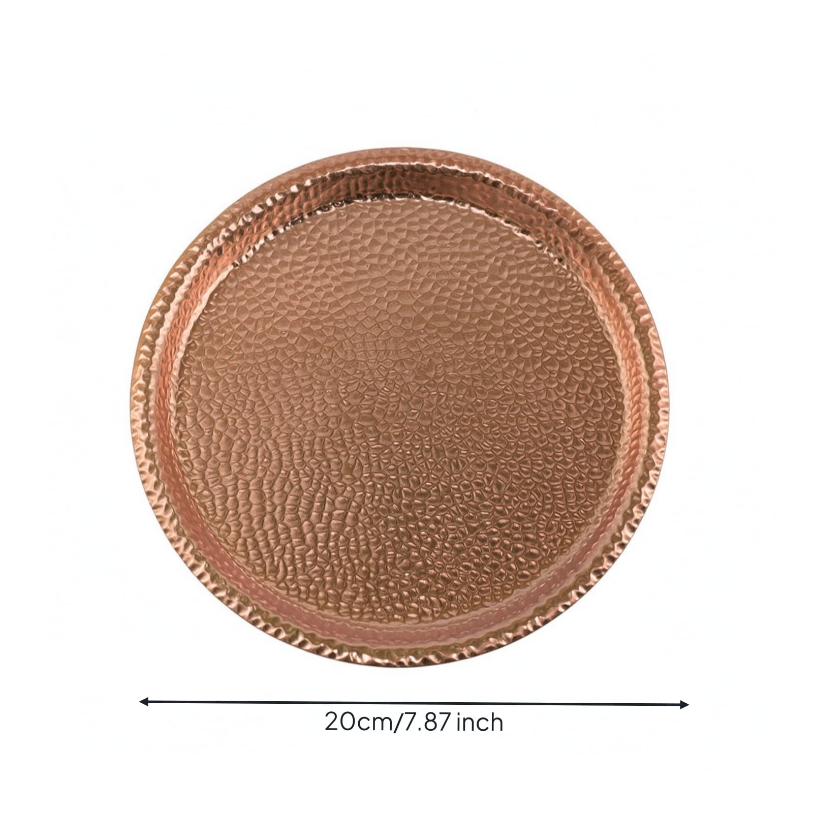 Vassoio in Rame Martellato, Colore Originale, 20 Cm