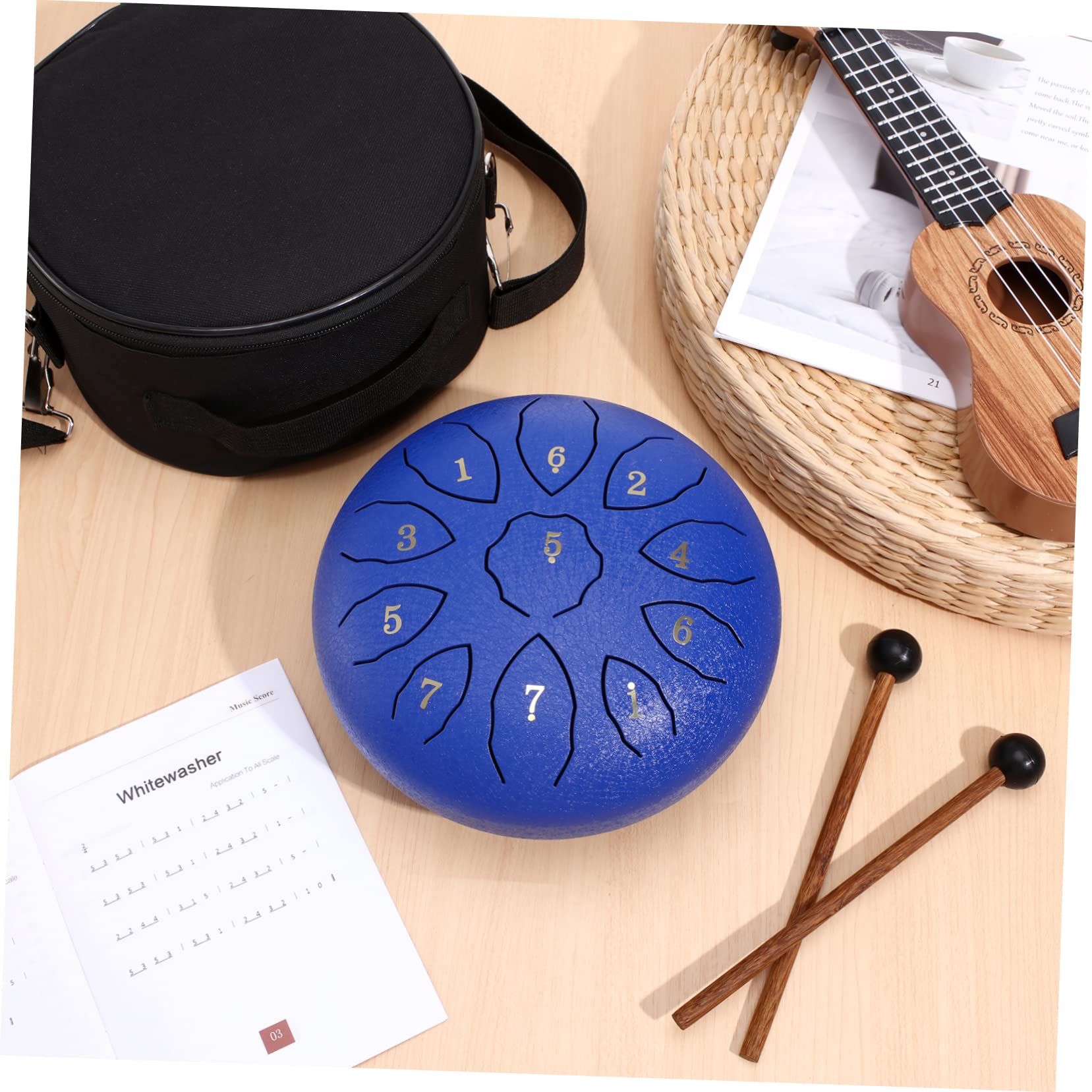 Instrumento de Percusión de 11 Notas con Baquetas y Cuaderno de Partituras para Niños