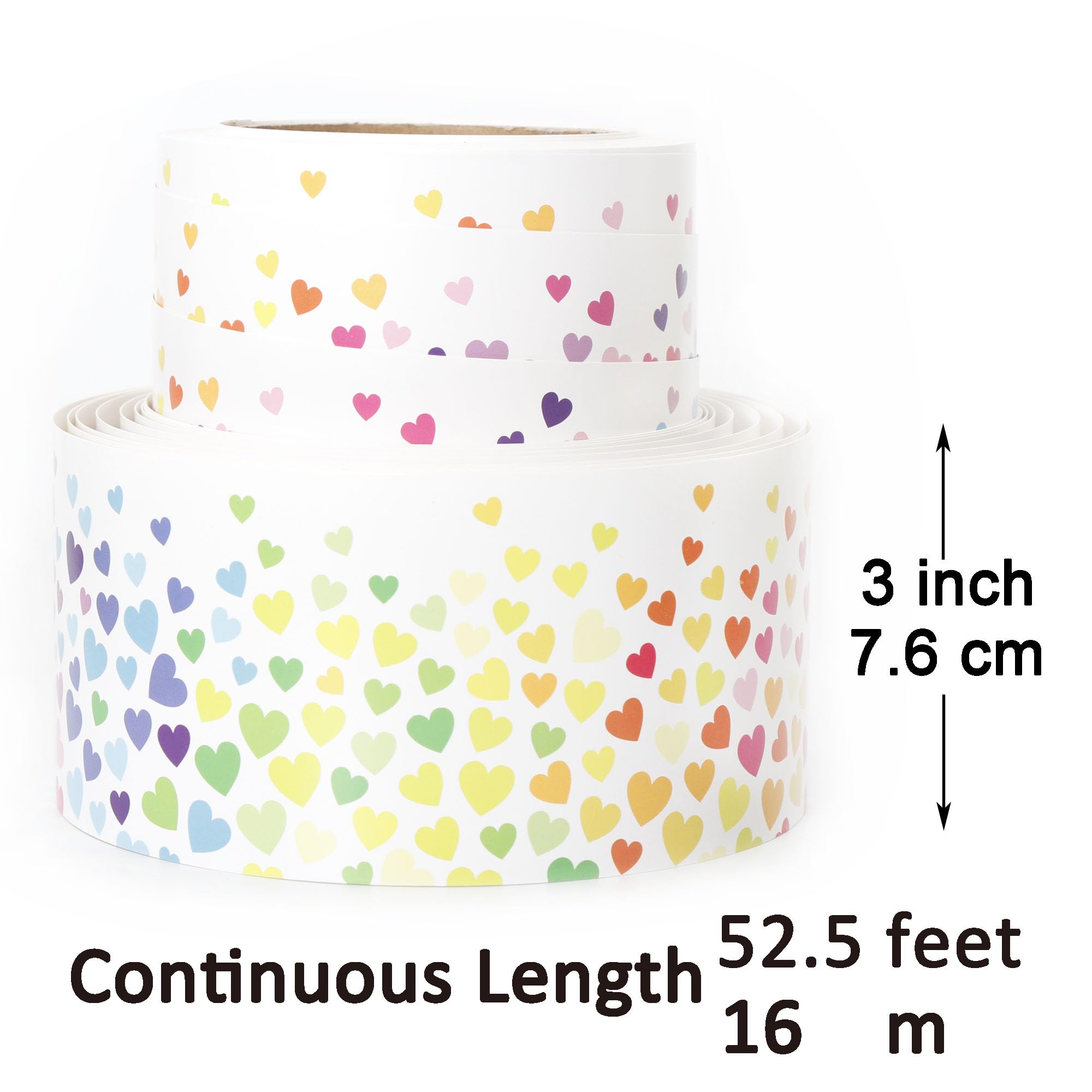 Youngever 16M Bulletin Board Borders for Classroom Decoration (Heart Design), 52.5 stopa - Image 2