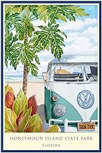 Honeymoon Island State Park Florida Sun Truck Hula Giclee Art Print Poster from Watercolor by Artist Evelyn Jenkins Drew 30" x 45"