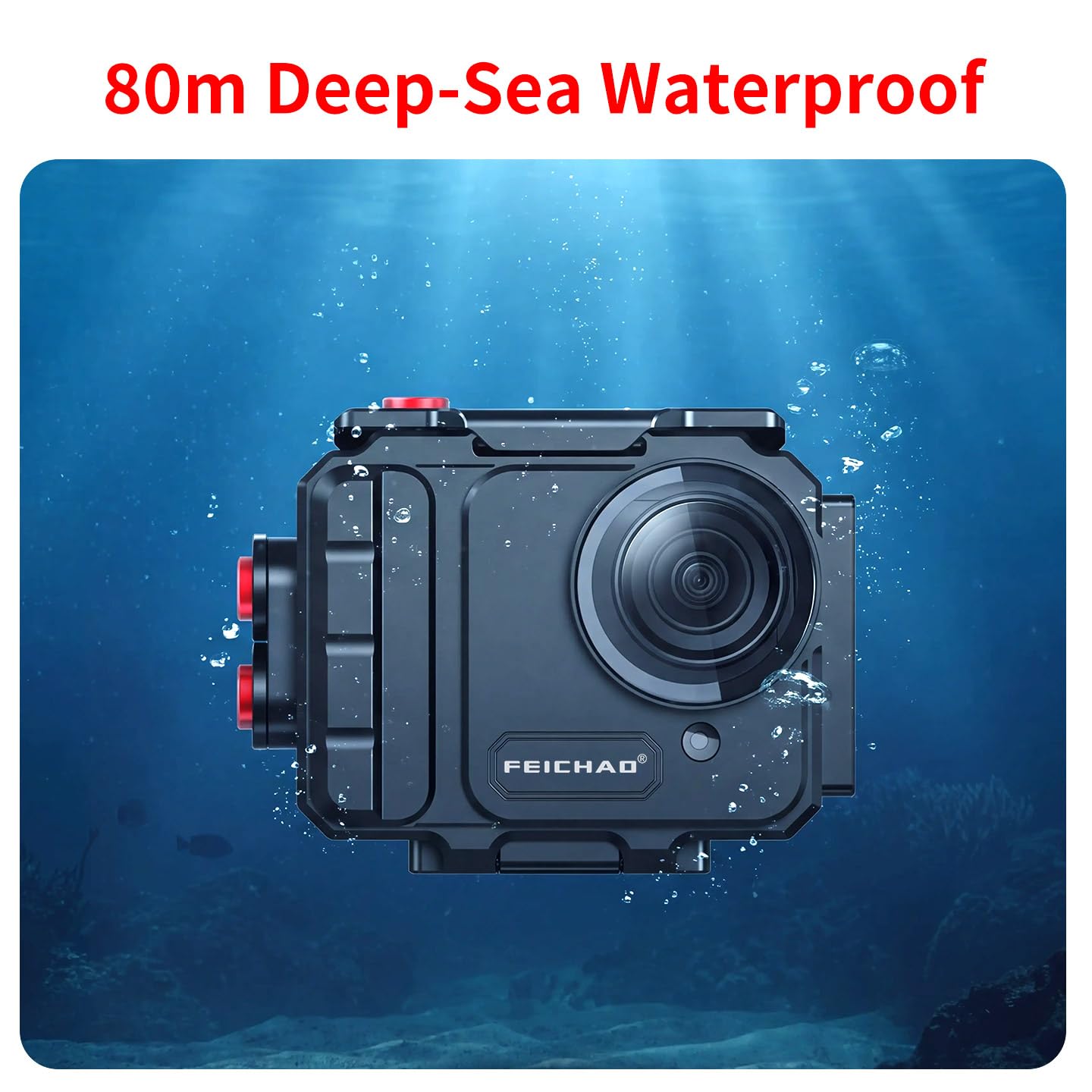 Funda de buceo subacuática de 262ft / 80 m, carcasa impermeable compatible con cámara GO Ultra (juego de cabeza de bola de 1 pulgada)