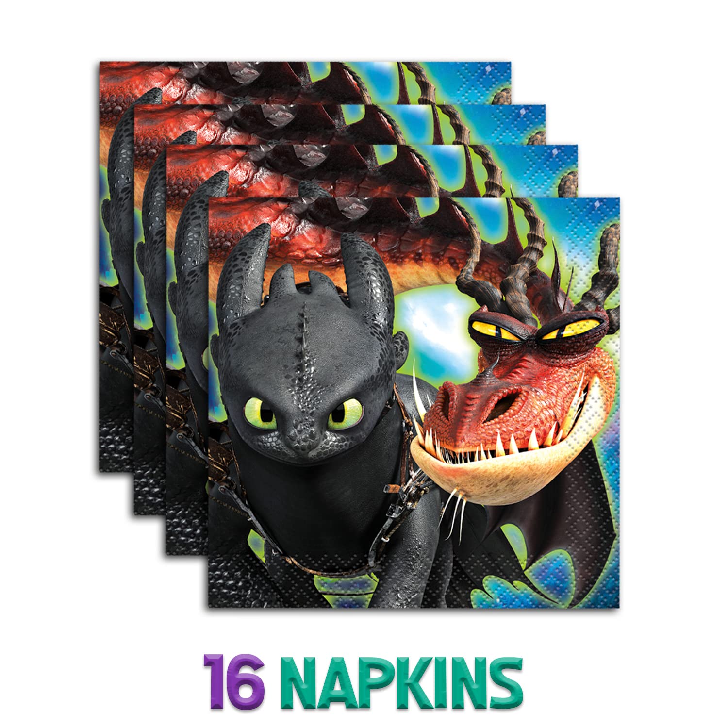 How To Train Your Dragon Party Supplies for 16 Large Plates, Dessert