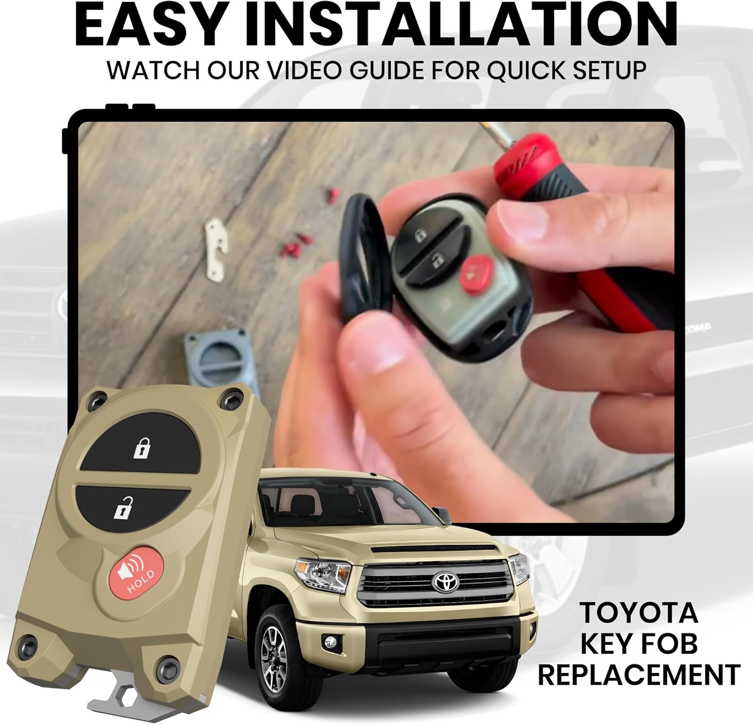 for Toyota Key Fob Cover with Built-in Bottle Opener - Rugged Protective Shell for Tundra (2007-2017) & Tacoma (2005-2015) - Enhanced Grip & Durability - Key Fob Replacement Shell - Custom Colors