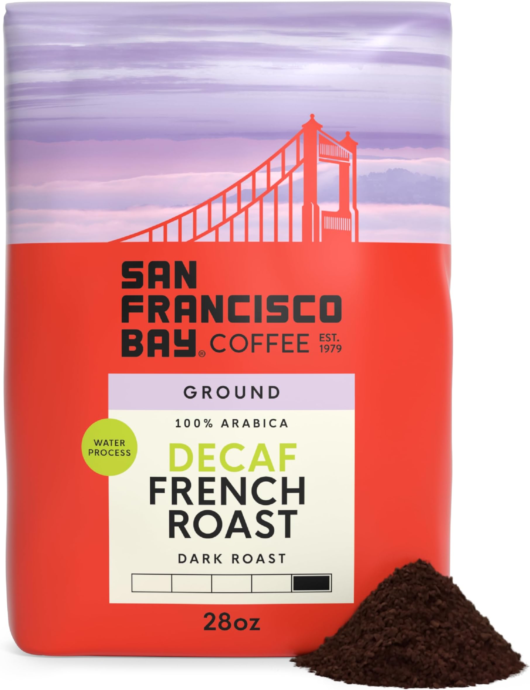 Coffee Coffee DECAF French Roast Ground Coffee, 28 oz Bag, Dark Roast, Swiss Water Process Decaffeinated