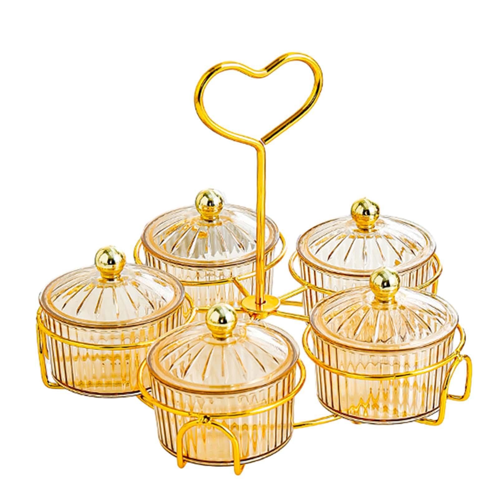 YIXANNX Condiment Tray Party Serving Dish Storing Snacks Desserts Fruits At Home Gatherings Can Be Placed Separately To Avoid Mixing Fruit Dessert Snacks, Brown, 5 Bowls