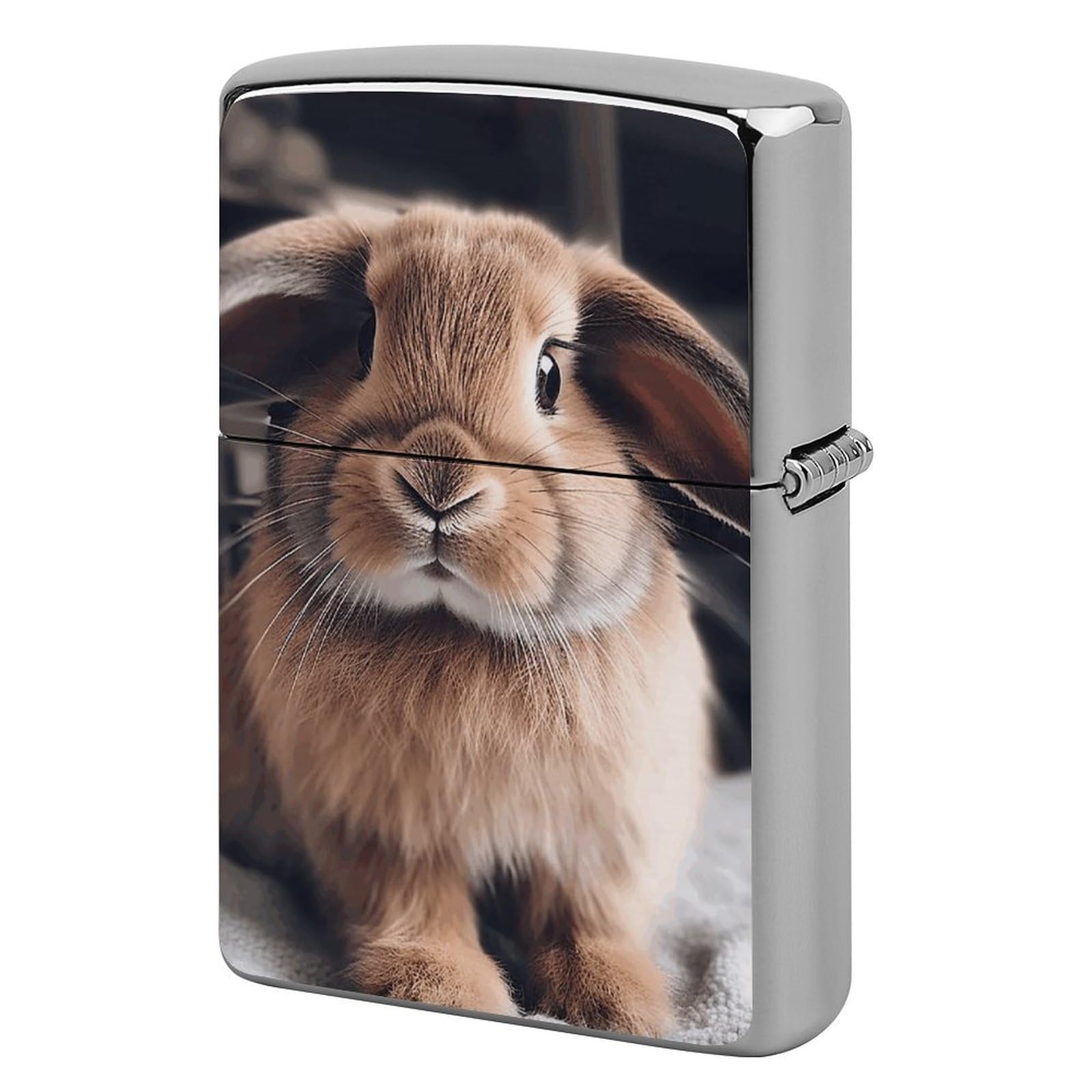 Rabbit on Bed Lighter Case Vintage Metal Lighter Cover Reusable Lighter Protective Sleeve Unique Design Personalized Lighter Sleeve Holder Against Dust and Scratches