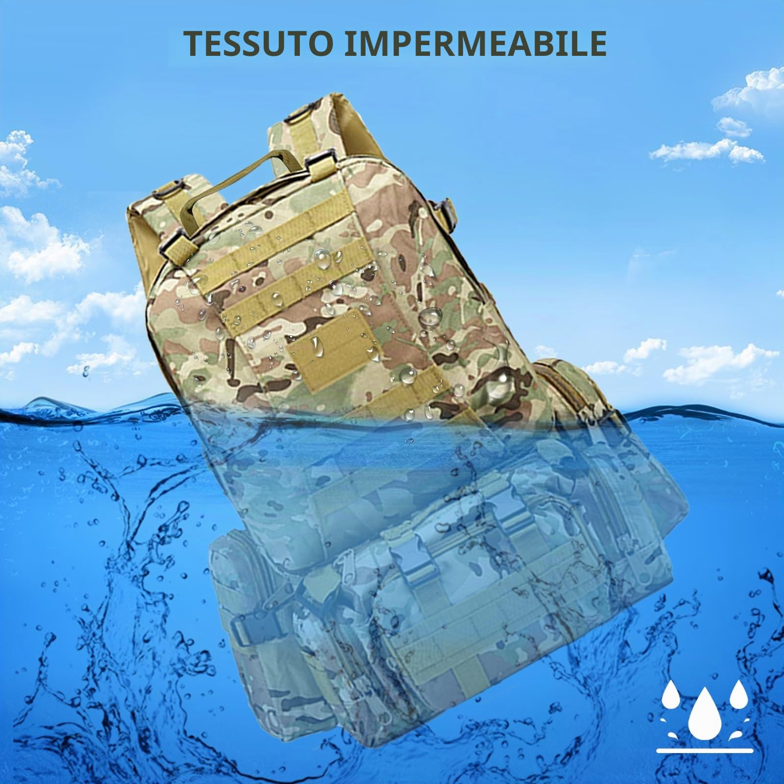 Zaino militare tattico 60L emergenza esterno impermeabile per escursioni campeggio alpinismo