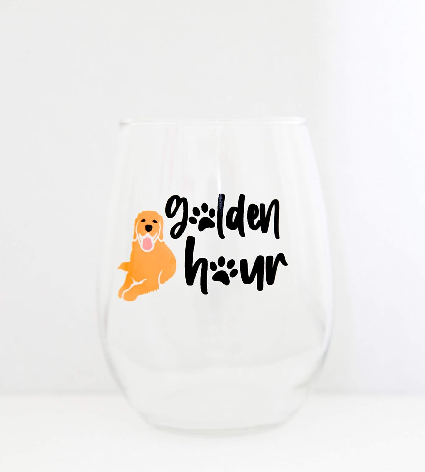 Golden Retriever Golden Hour Stemless Wine Glass Fun Gifts for Women, Mom, Best Friend, Sister, Girlfriend, Wife, Cute Dog Lovers - Adorable Mother's Day or Birthday Present