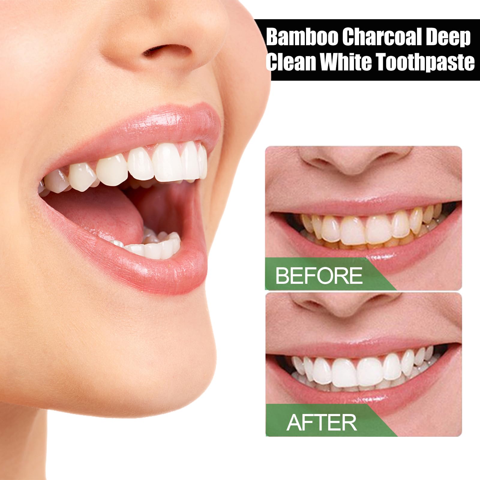 Pasta de dientes de carbón activado para blanquear los dientes, elimina las manchas de café y tabaco, limpieza profunda, fortalece el esmalte, promueve la salud bucal y un aliento fresco de larga