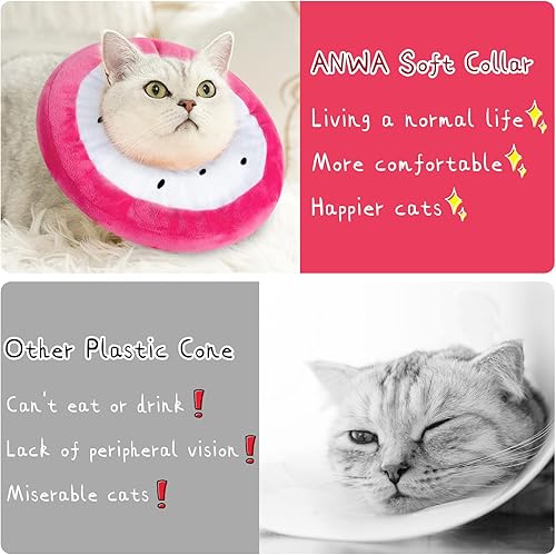 Miniatura 6 de ANWA - Collar de cono ajustable y suave para gatos, bonito collar de recuperación, conos para usar después de la cirugía