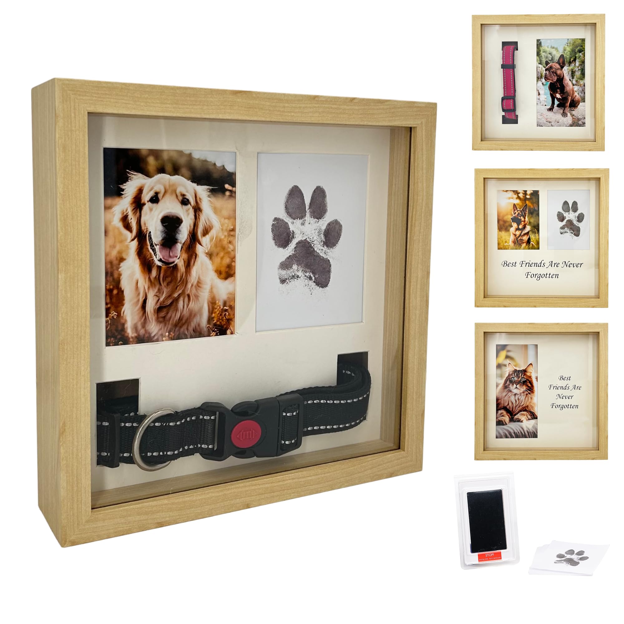 OtterPets Kit de huellas para perros de 9 x 9 pulgadas, 4 pantallas personalizables (natural)