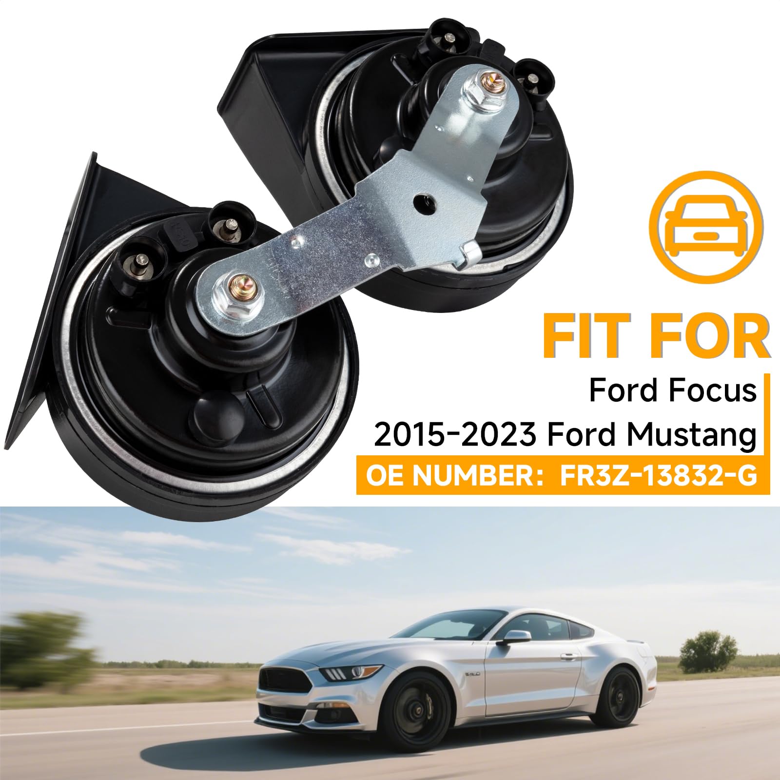 Warrior Auto Parts Horn Set – High & Low Tone – Fits Ford – Black Plastic – 5-Year Warranty