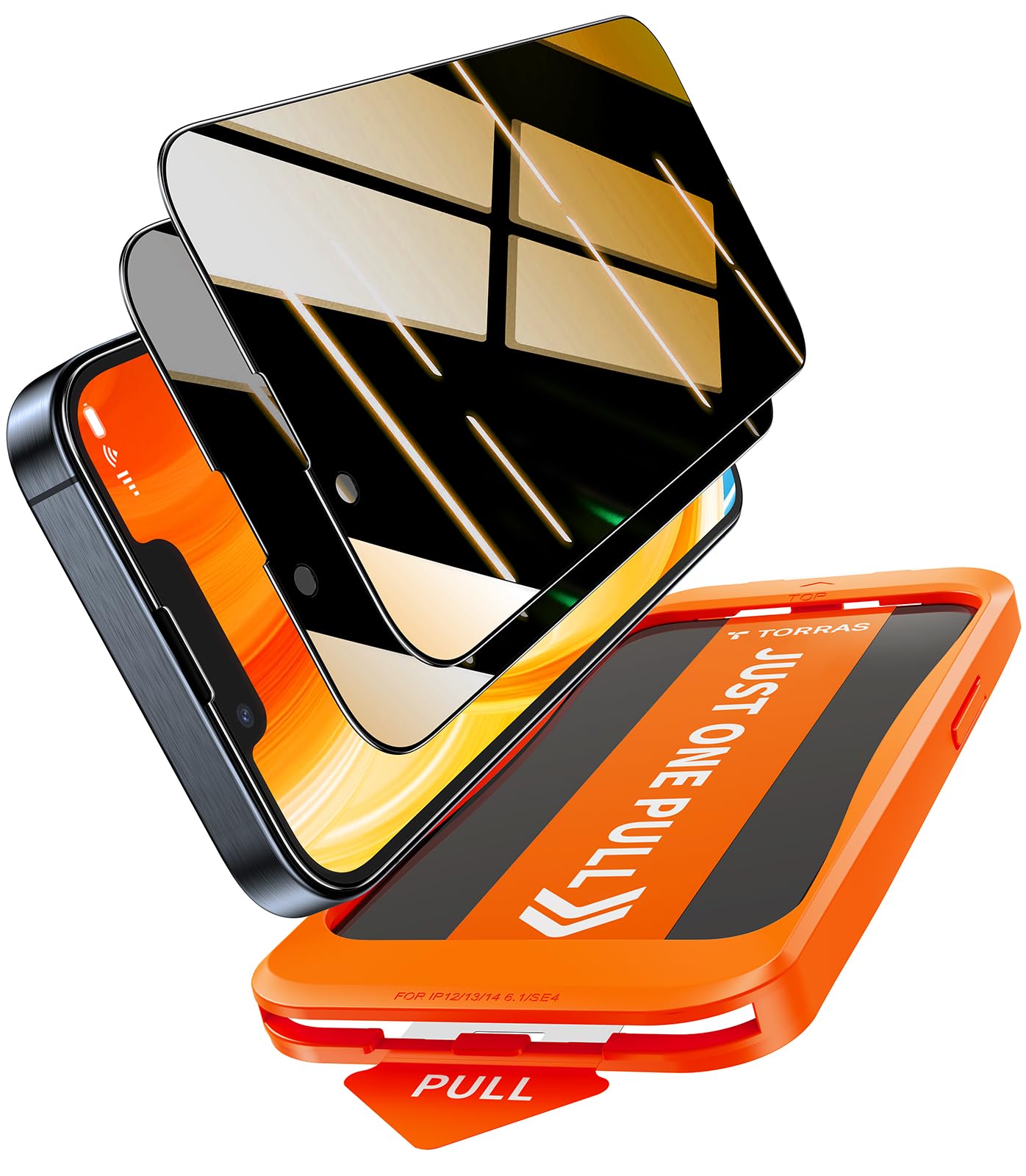 TORRAS Military-Grade 9H＋Shatterproof for iPhone 16e/13/13pro/14 Privacy Screen Protector [ 3 Year Durable Unbreakable] Privacy Screen iPhone 16e/13/