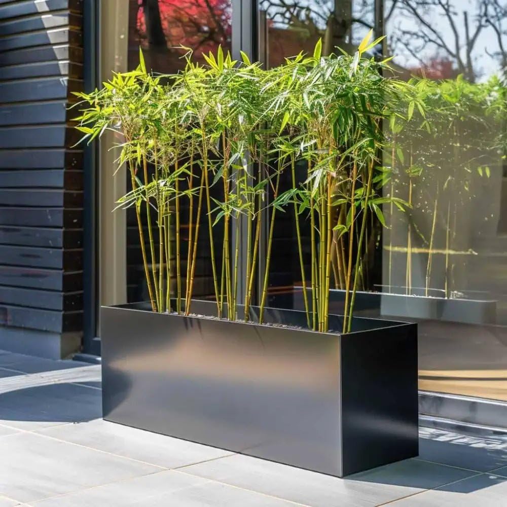 Tulipy 1.2m/1m/75cm/70cm Zinc Galvanised Trough Planter | No Assembly Needed | Lightweight (Platinum Black, L120cm x W40cm x H40cm)