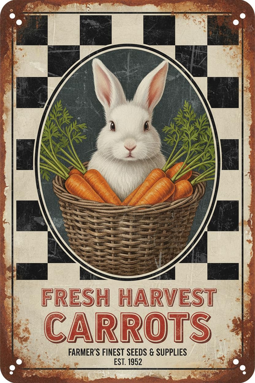 Easter Vintage Tin Sign Retro Metal Wall Art Plaque for Home Farmhouse Kitchen Office Bar Cafe 8x12inch