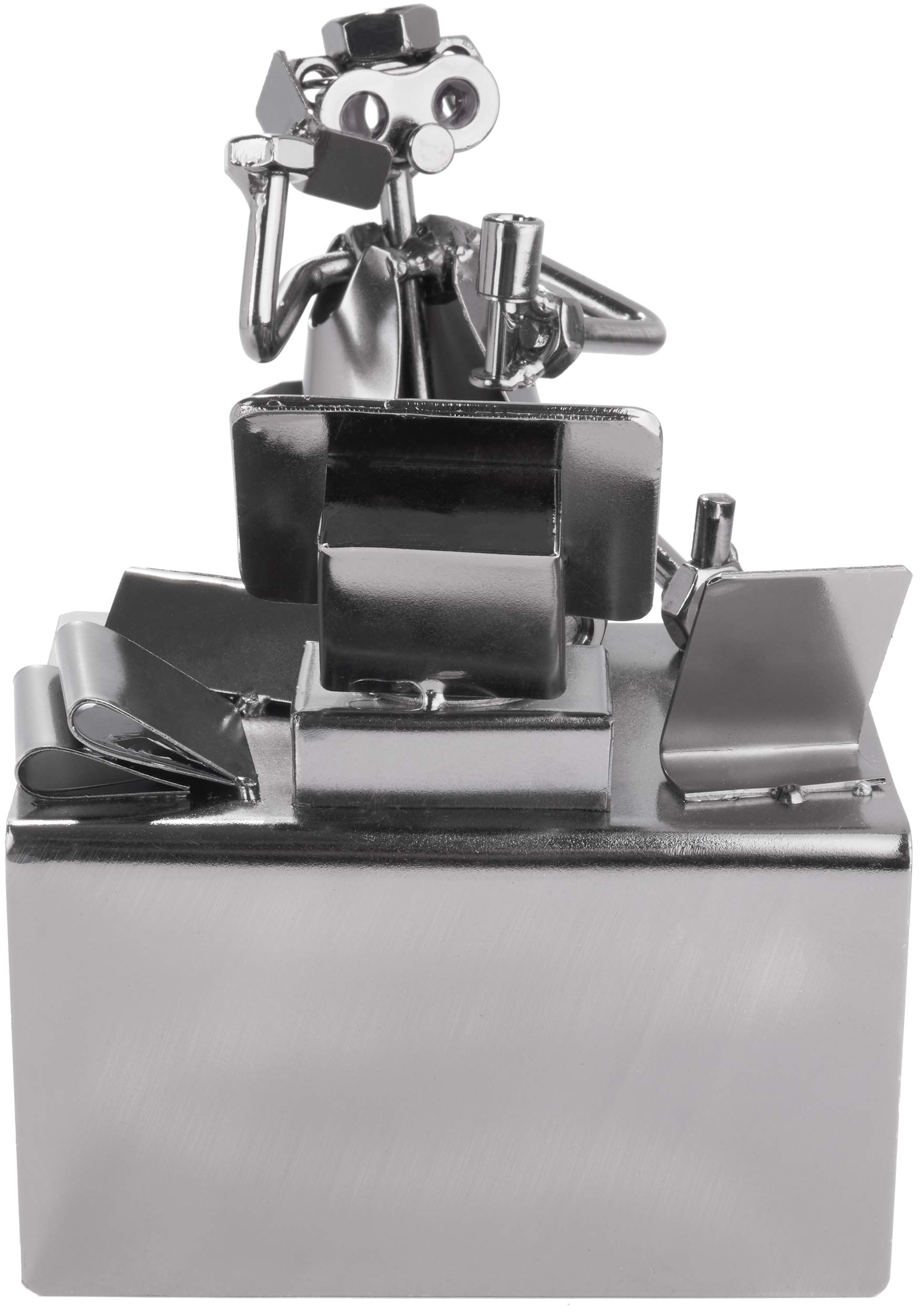 BRUBAKER Screw Man Pc Office Worker with Business Card Holder Steel Metal Figure