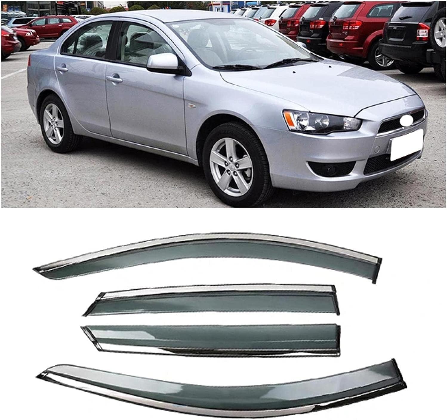 PANXUC Car Wind Deflectors for Mitsubishi Lancer-ex 2010-2012, Side Window Wind Rain Deflector Window Visor Sun Rain Guard Smoke Guards