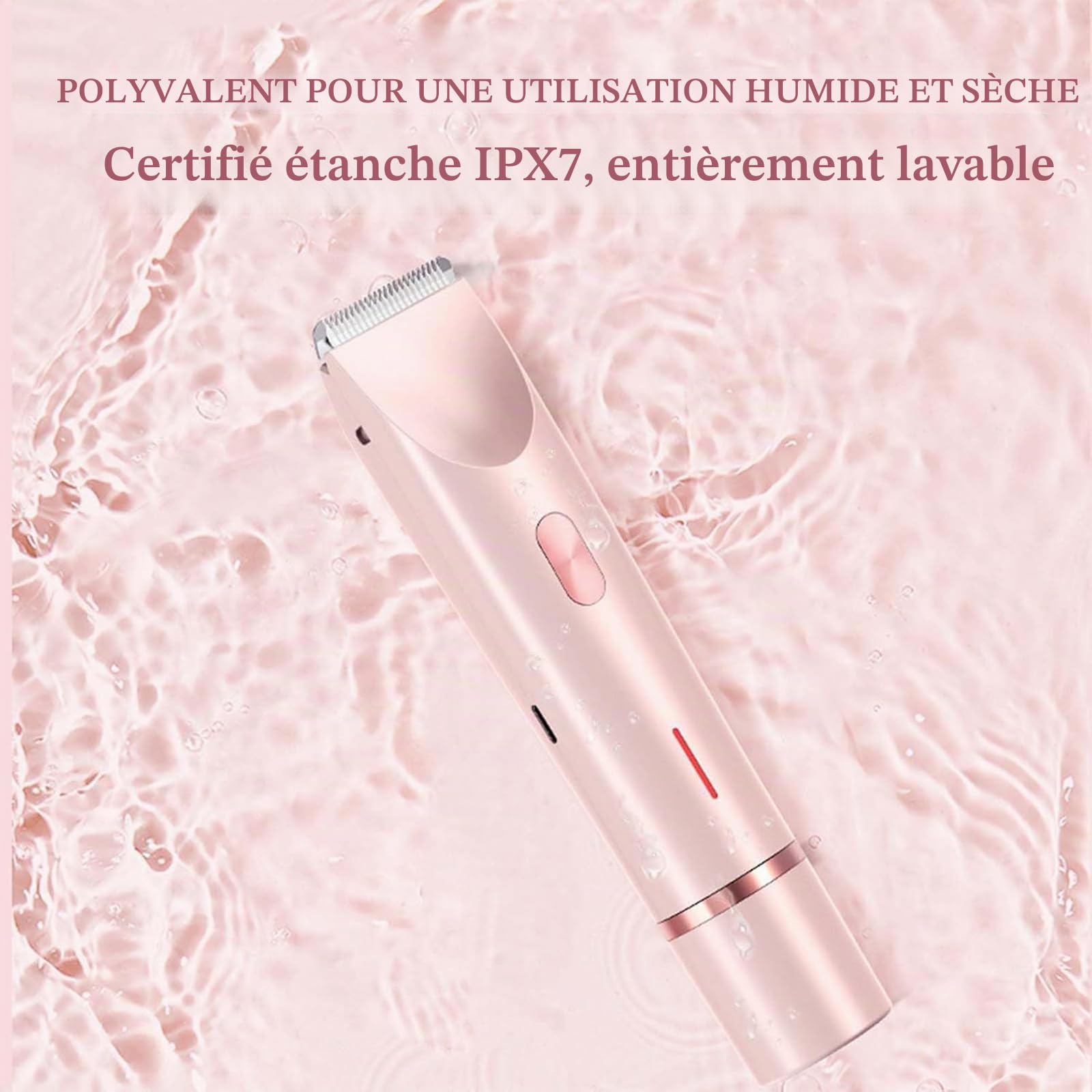 PZCC Rasoir Manuel pour Femme, Tondeuse Bikini 2 en 1, Rasoir Sans Fil, Anti-Coupures et Anti-Irritations, Humide et Sec, Rechargeable, Convient pour Le Visage, Les Jambes et Les Aisselles (Rose)