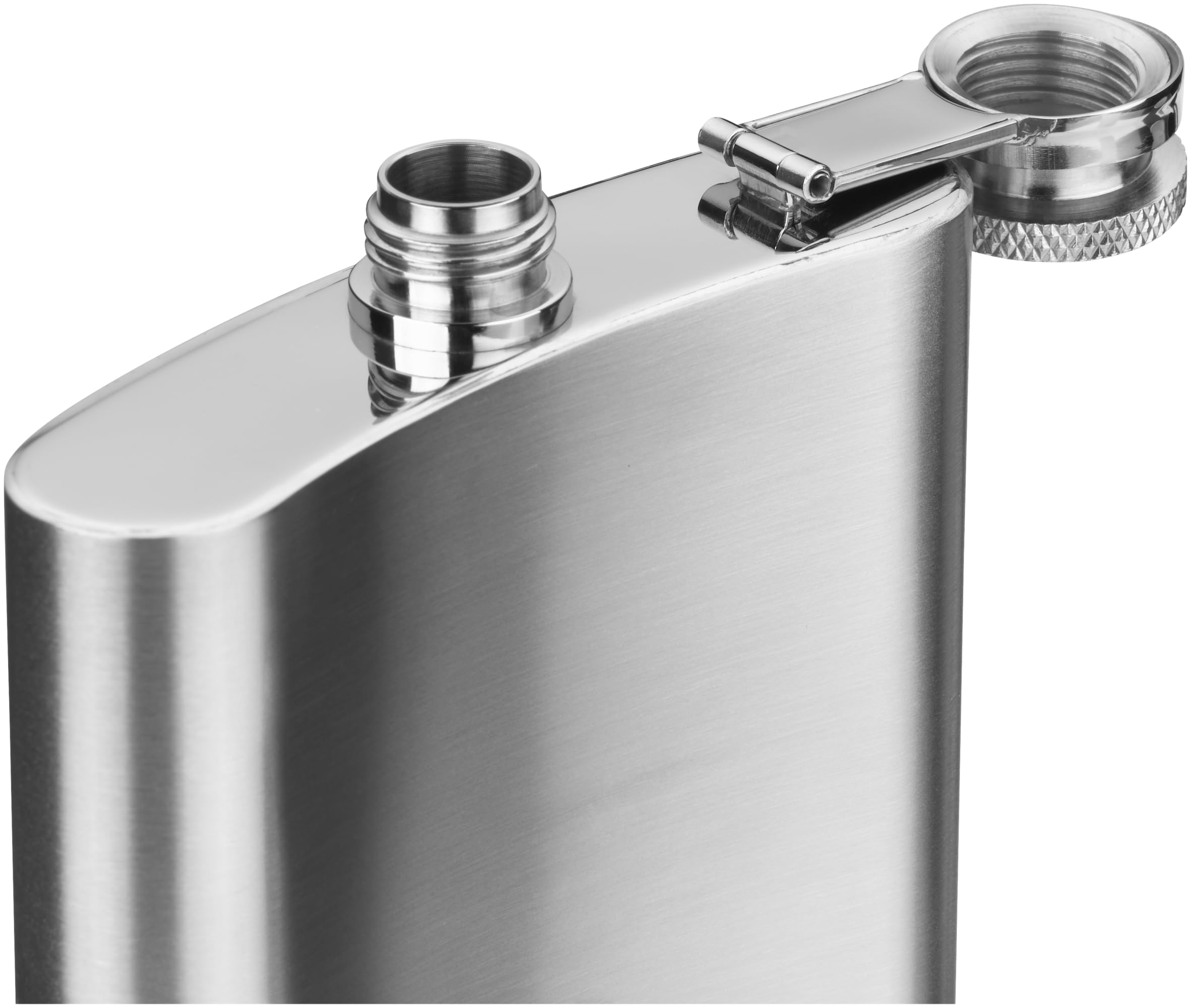 WMF Manhattan - Petaca de Acero Inoxidable 6 Piezas, Petaca de 200 ml, Embudo, estampador en estuche de cuero, Acero Inoxidable Cromargan Mate
