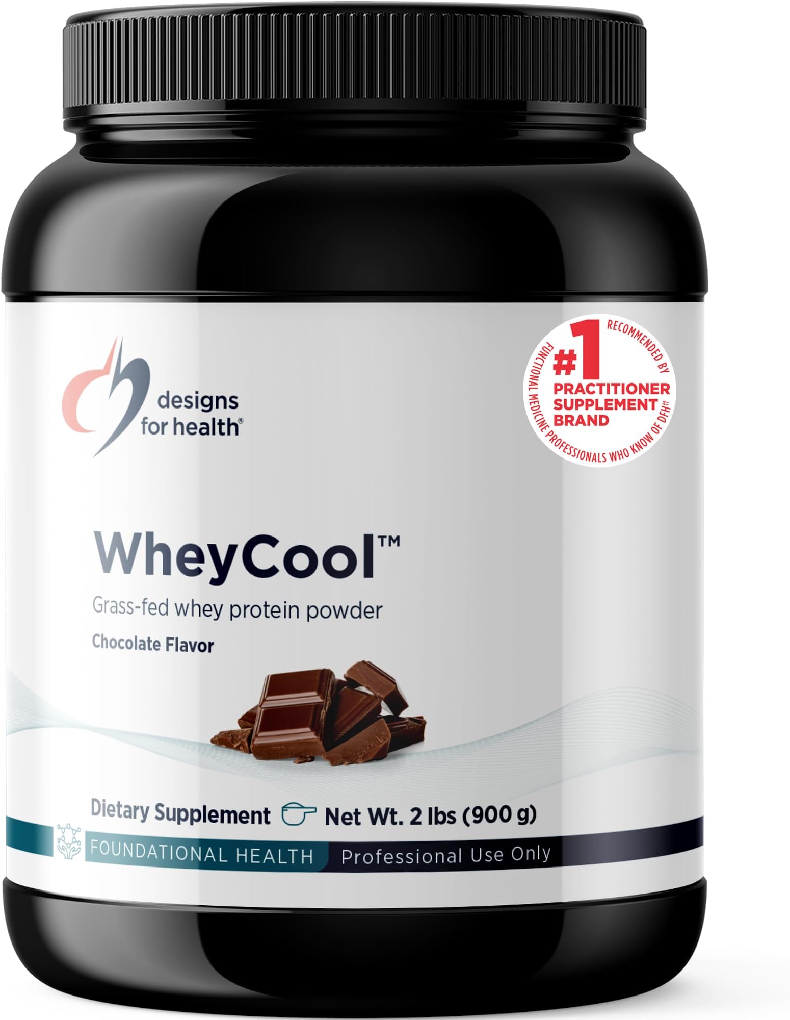 Designs for Health WheyCool - Grass Fed Whey Protein Powder Supplement with 20g Protein, May Support Athletes, Muscles + Energy - Non-GMO + Gluten-Free, Chocolate (30 Servings / 900g)