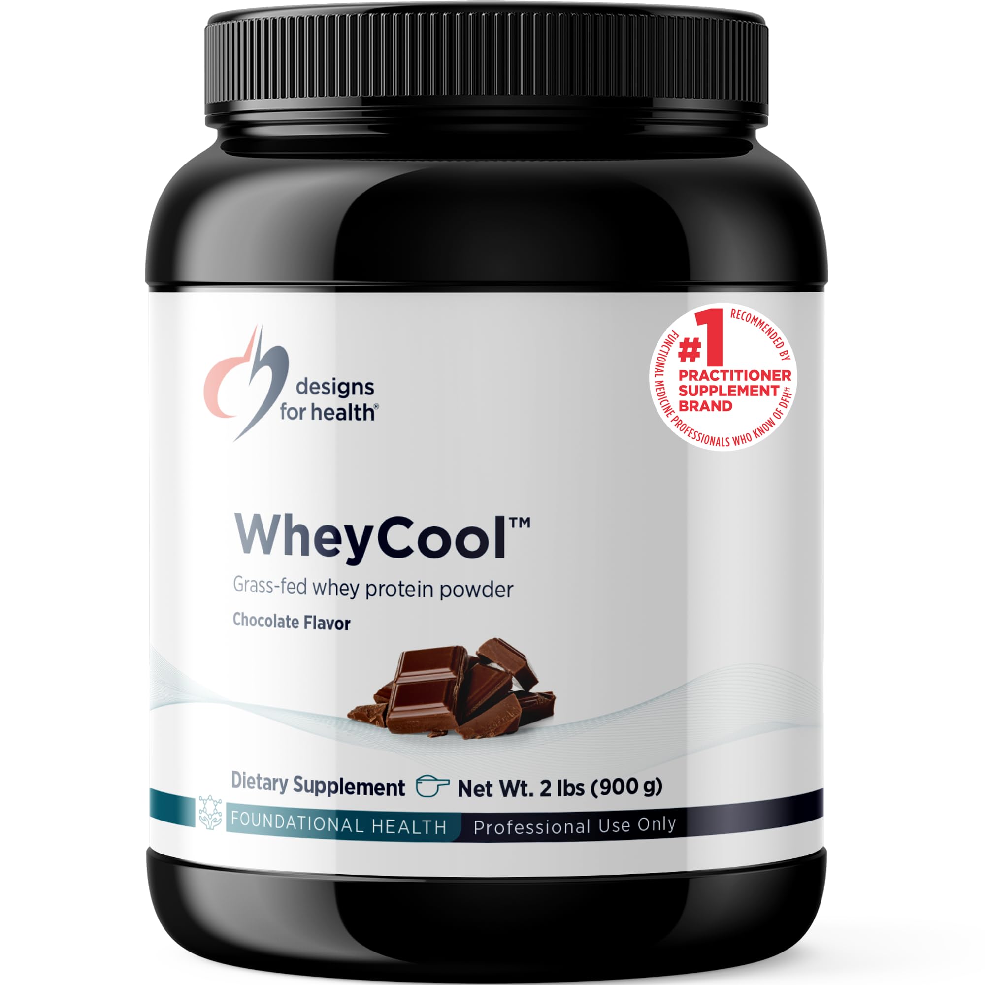 Designs for Health WheyCool - Grass Fed Whey Protein Powder Supplement with 20g Protein, May Support Athletes, Muscles + Energy - Non-GMO + Gluten-Free, Chocolate (30 Servings / 900g)