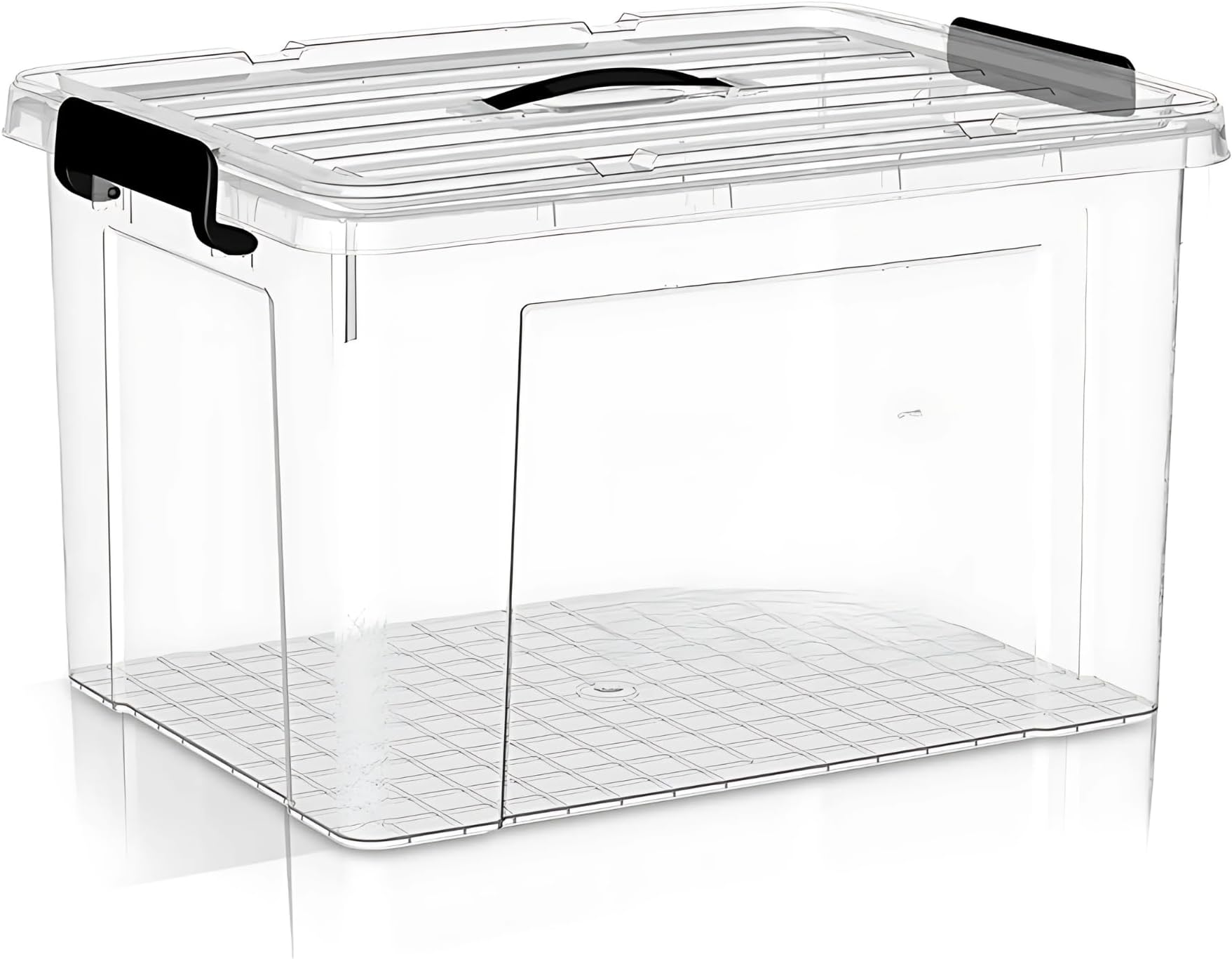 HoopVool® Clear Plastic Storage Box, with Locking Lid and Handles, Storage Container with Heavy Duty Latches to Organize Bin for Home, Kitchen, Office & Garage. (Pack of 1, X-Large - 51 X 38 X 33 CM)