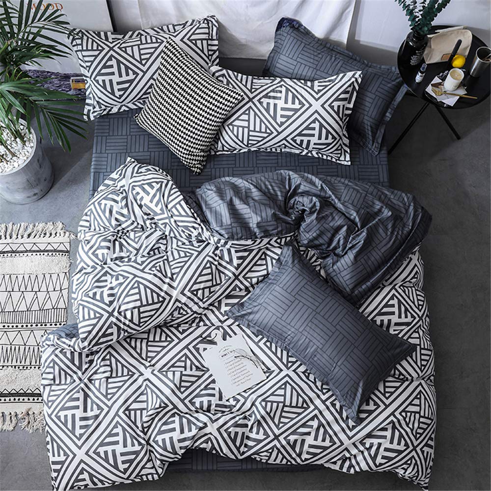 Parure De Lit 3 Pièces Microfibre Marbre Noir – Housse De Couette + 2 Taies | 200x200 Cm, Hypoallergénique, Lavable Machine