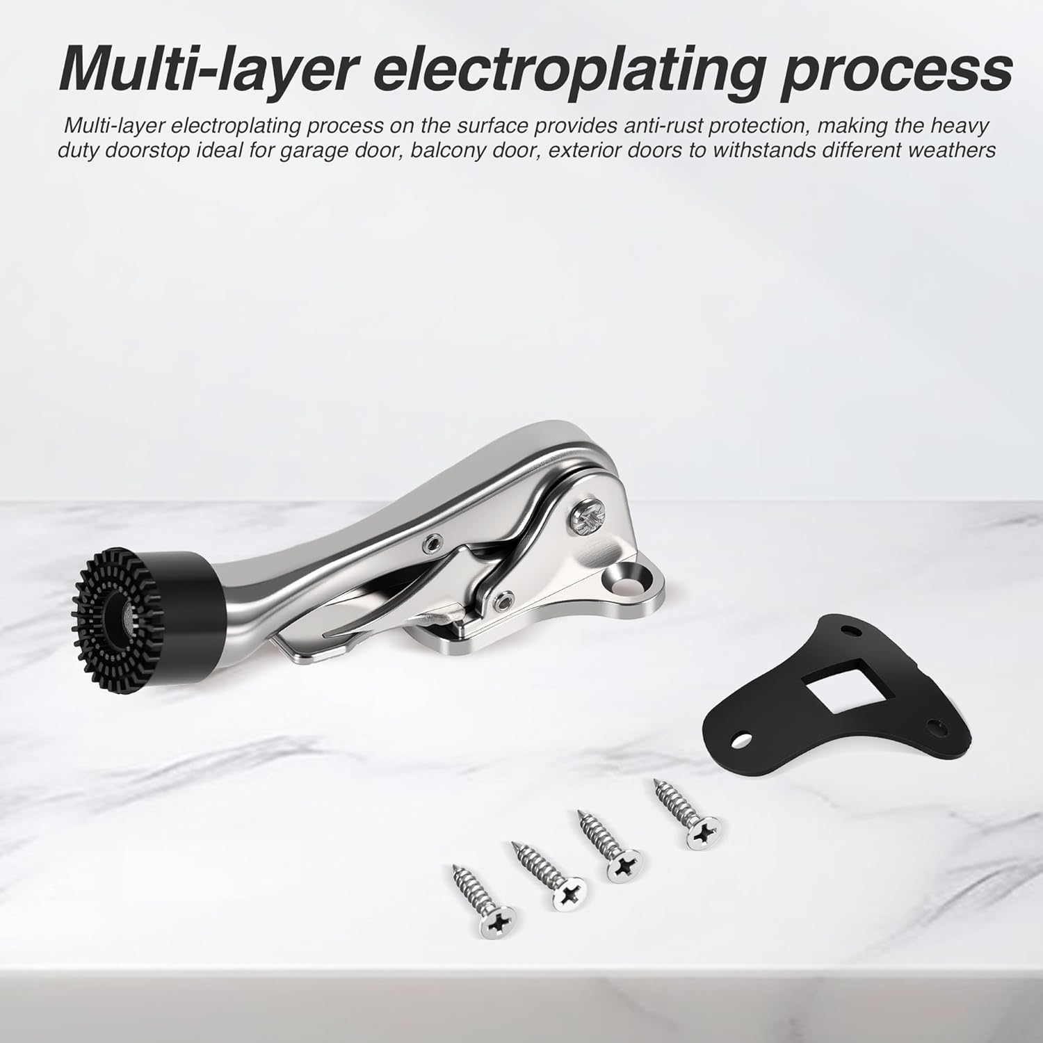 12 Pieces Kickdown Door Stoppers, Door Kick Stand, Rubber Doorstop, 5.35 in Pedal Kick Down Doorstop, Adjustable Height, Rubber Tips, Easy Pedal for Bottom