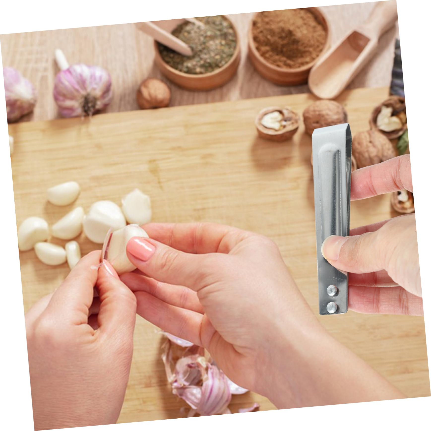 CIYODO Stainless Steel Garlic Peeler Tweezers 3pcs Set Easy Garlic Skin Removal