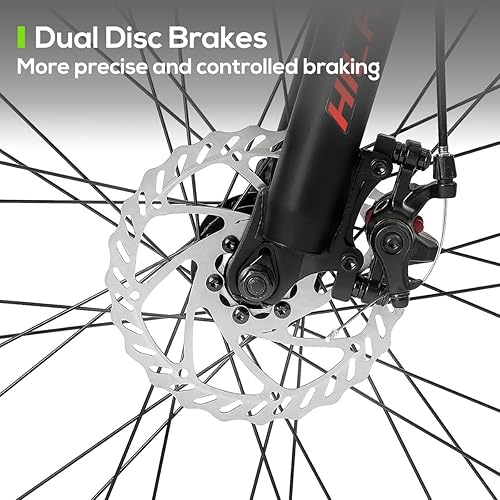 Miniatura 6 de Hiland - Bicicleta de montaña con suspensión completa para hombre, Shimano de 21 velocidades, rueda de 26 pulgadas, bicicleta de freno de doble