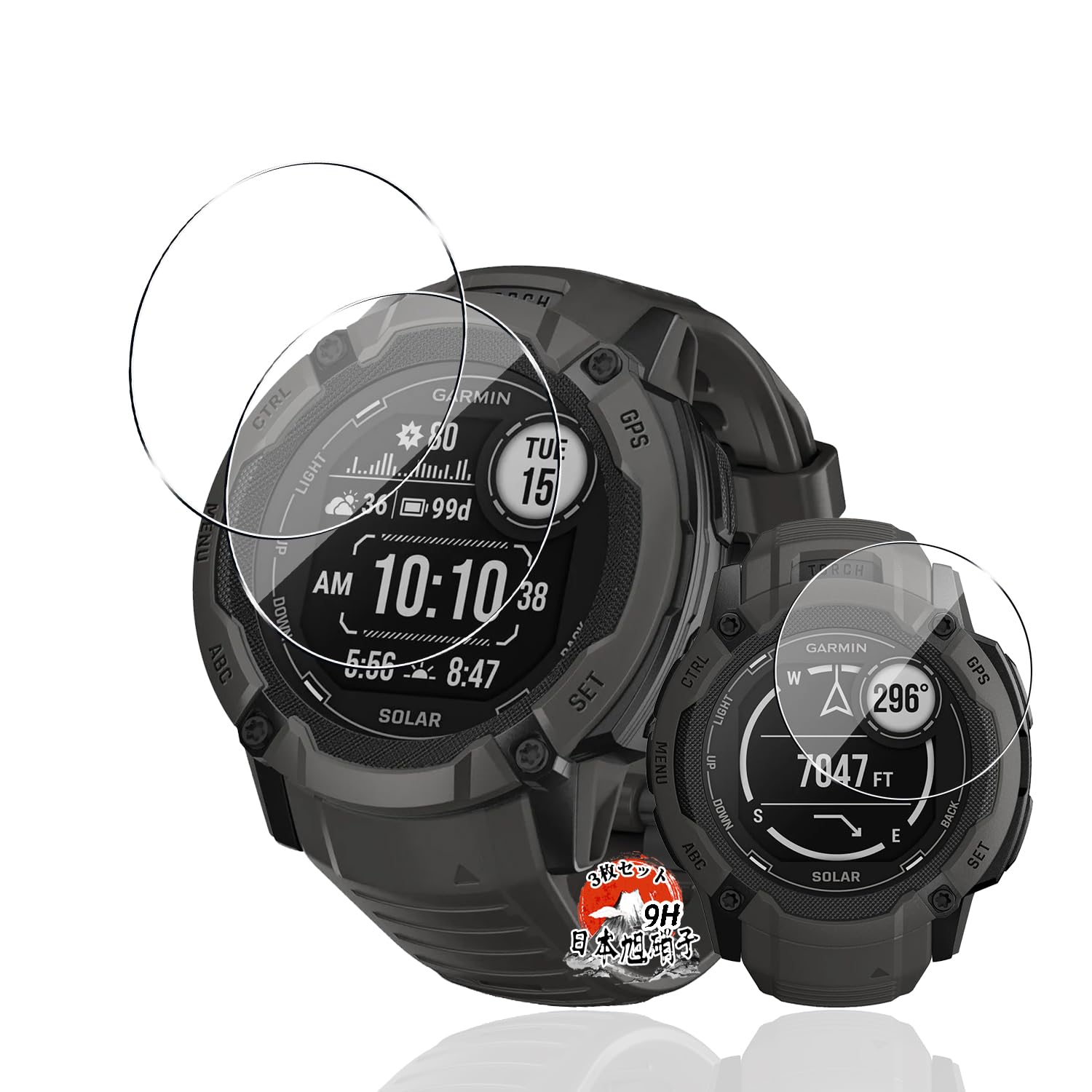 用 Garmin Instinct 2X ガラスフィルム 保護フィルム 【3枚セ…