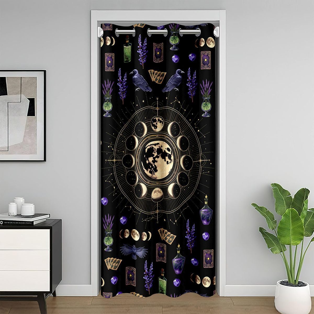 Erosebridal Celestial Moon Gothic Doorway Curtains Privacy Tarot Witch Goth for Teens Young Blackout Curtain Spooky Witchy Style Closet Door Curtain Magic Potion Room Divider Drape 42" W x 84" L