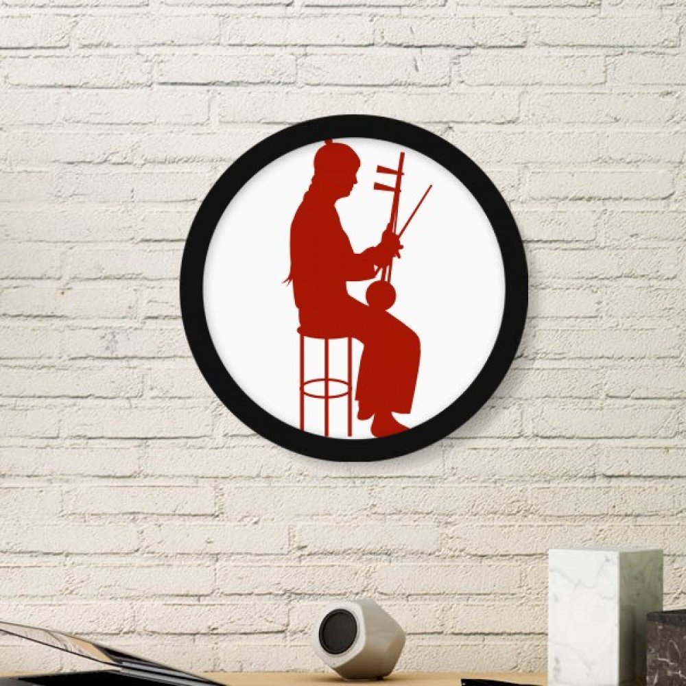 Cadeau culturel Erhu cadre photo rond illustré pour passionnés de musique et d'art oriental