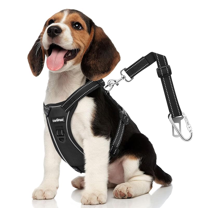 Cinto de Segurança para Cães com Peitoral Vest Carbon-Black VavoPaw M