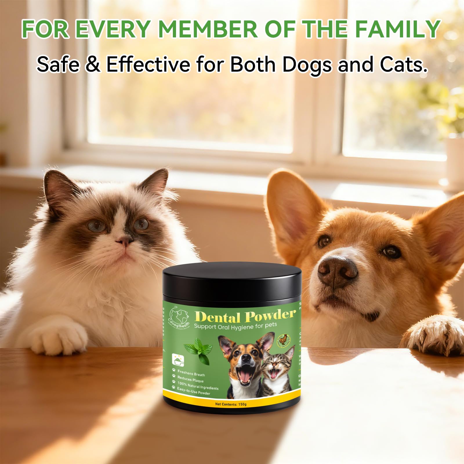 Dog Dental Powder - Plaque and Tartar Control with Bad Breath Freshener for Dog and Cat, Easy-Use Teeth Cleaning Powder with Mint,Suitable for All Breeds & Sizes,60 Day Supply - image 6