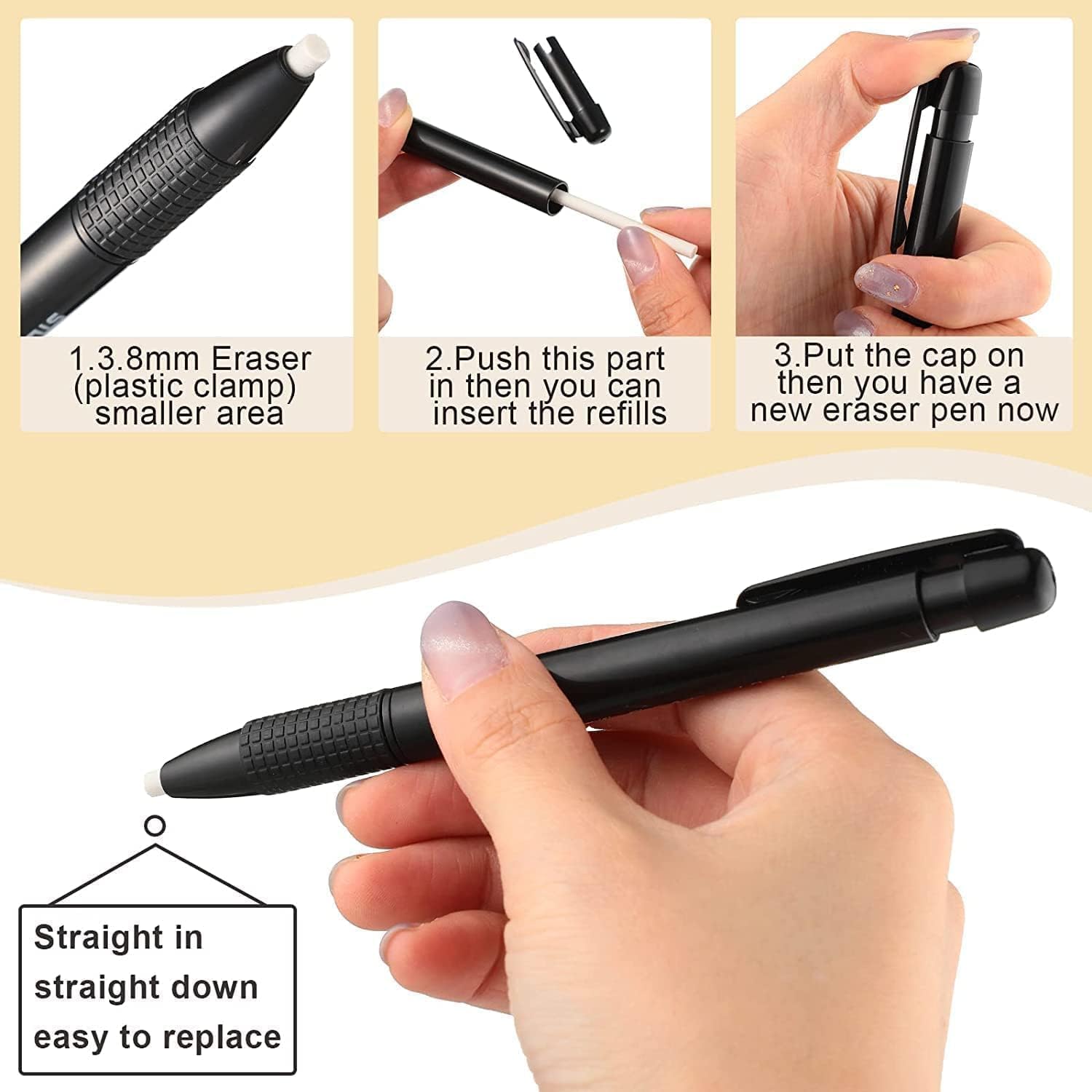 STL Mechanical Eraser Pen with 5 Refills, Fine Art Drawing and Sketching Tool 3