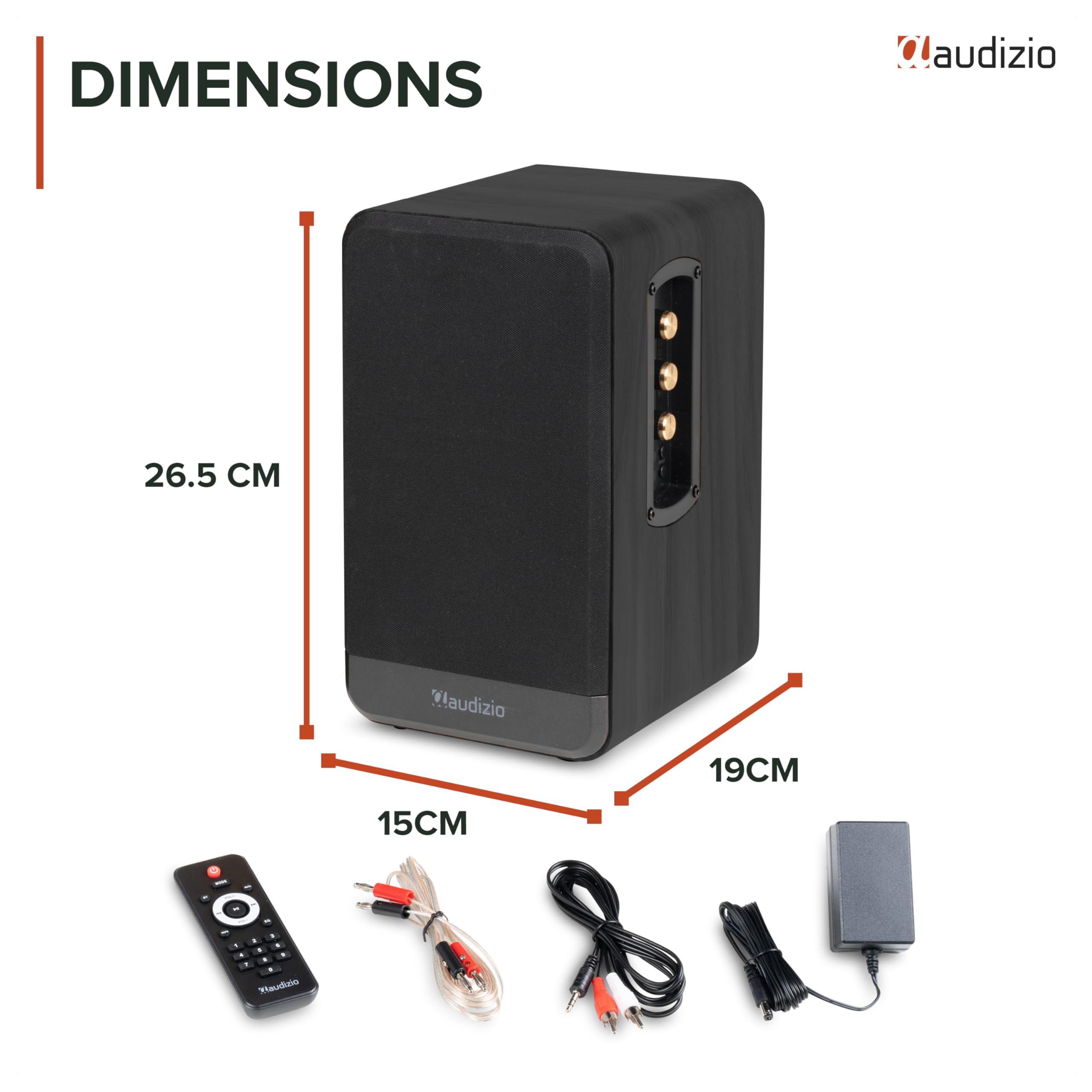 Audizio BS10 – Altavoces Activos de estantería 80W con Bluetooth 5.3, HDMI ARC, RCA, USB y Entrada Phono para Tocadiscos Vinilo, Equipo HiFi para casa, Home Cinema y Ordenador, Color Negro